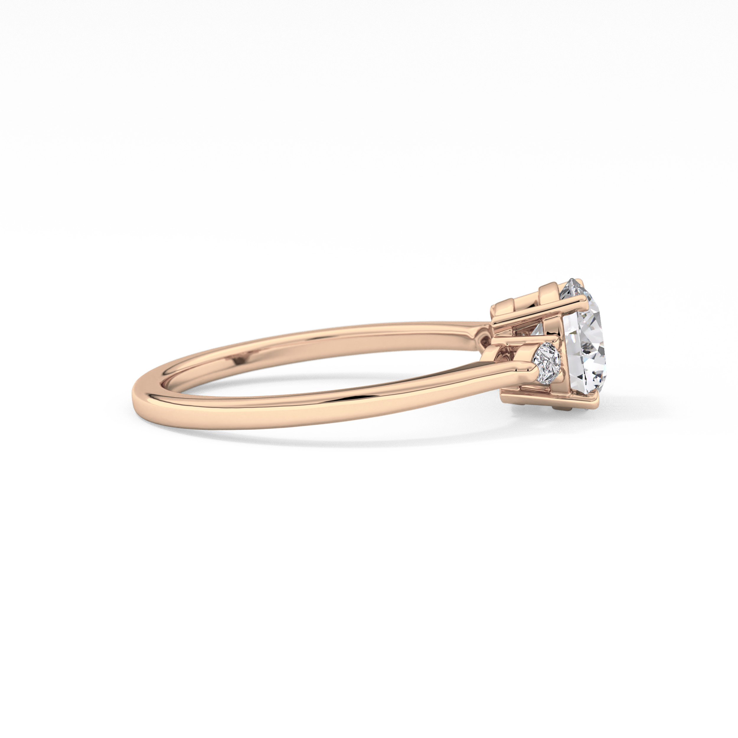 Round Cut 1.03 Carat Moissanite Ring – Three Stones Setting in Gold