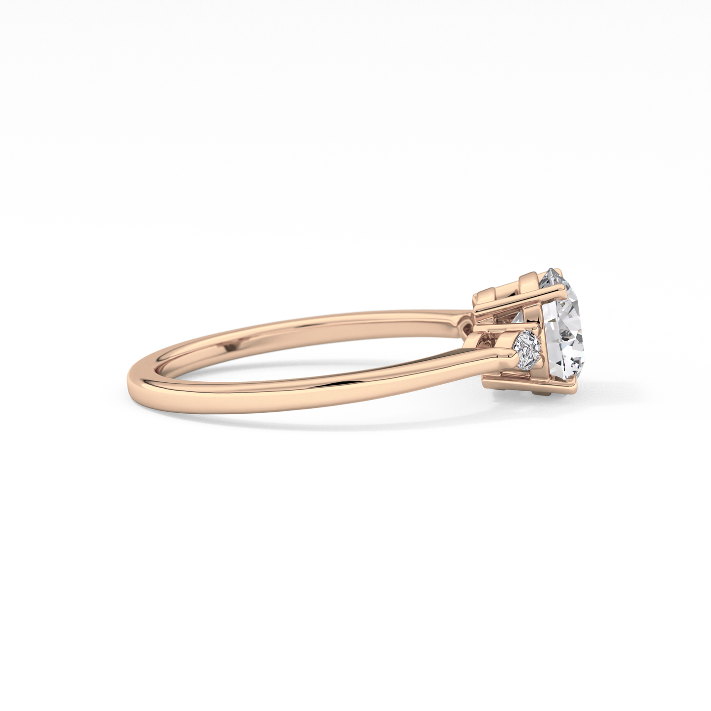 Round Cut 1.03 Carat Moissanite Ring – Three Stones Setting in Gold