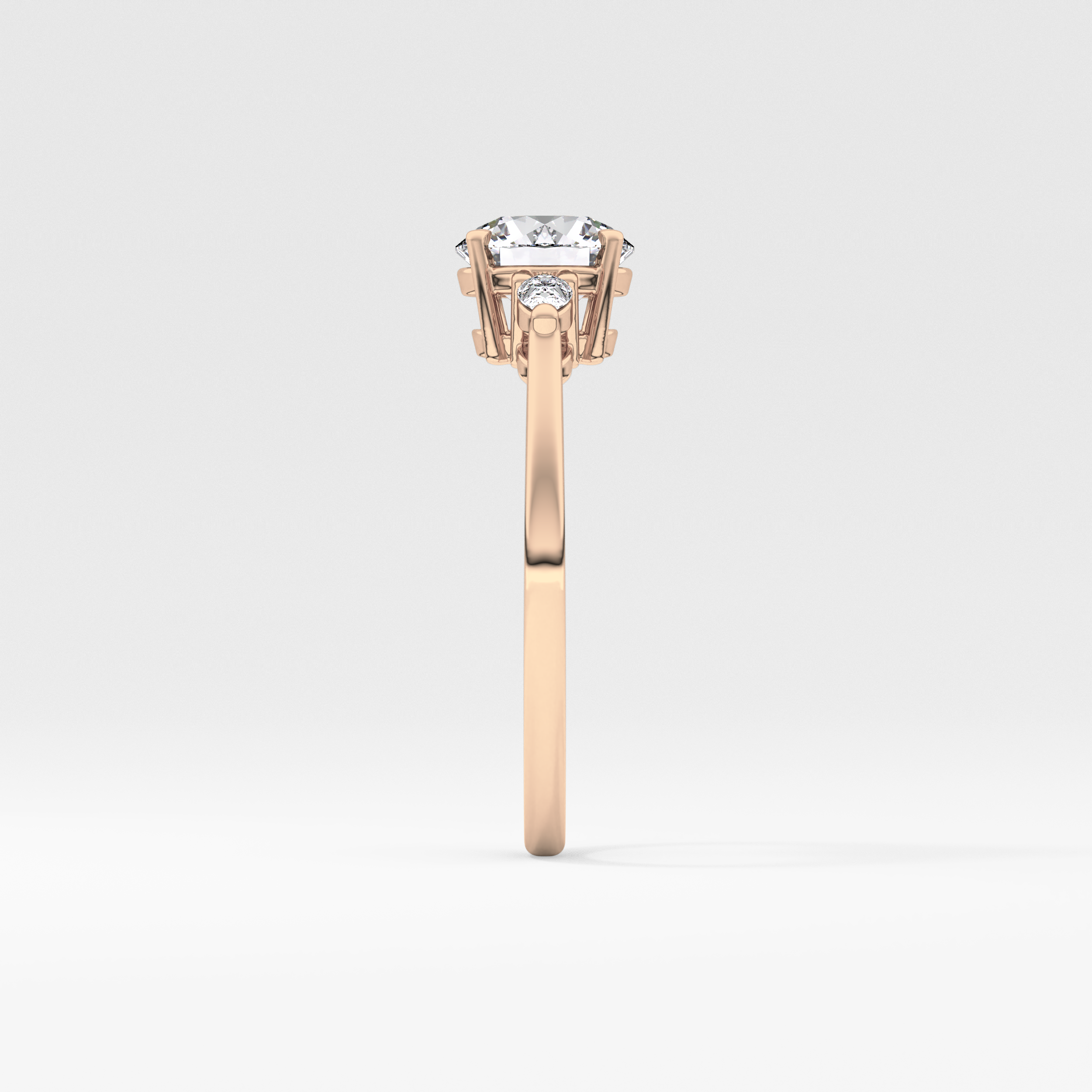 Round Cut 1.03 Carat Moissanite Ring – Three Stones Setting in Gold