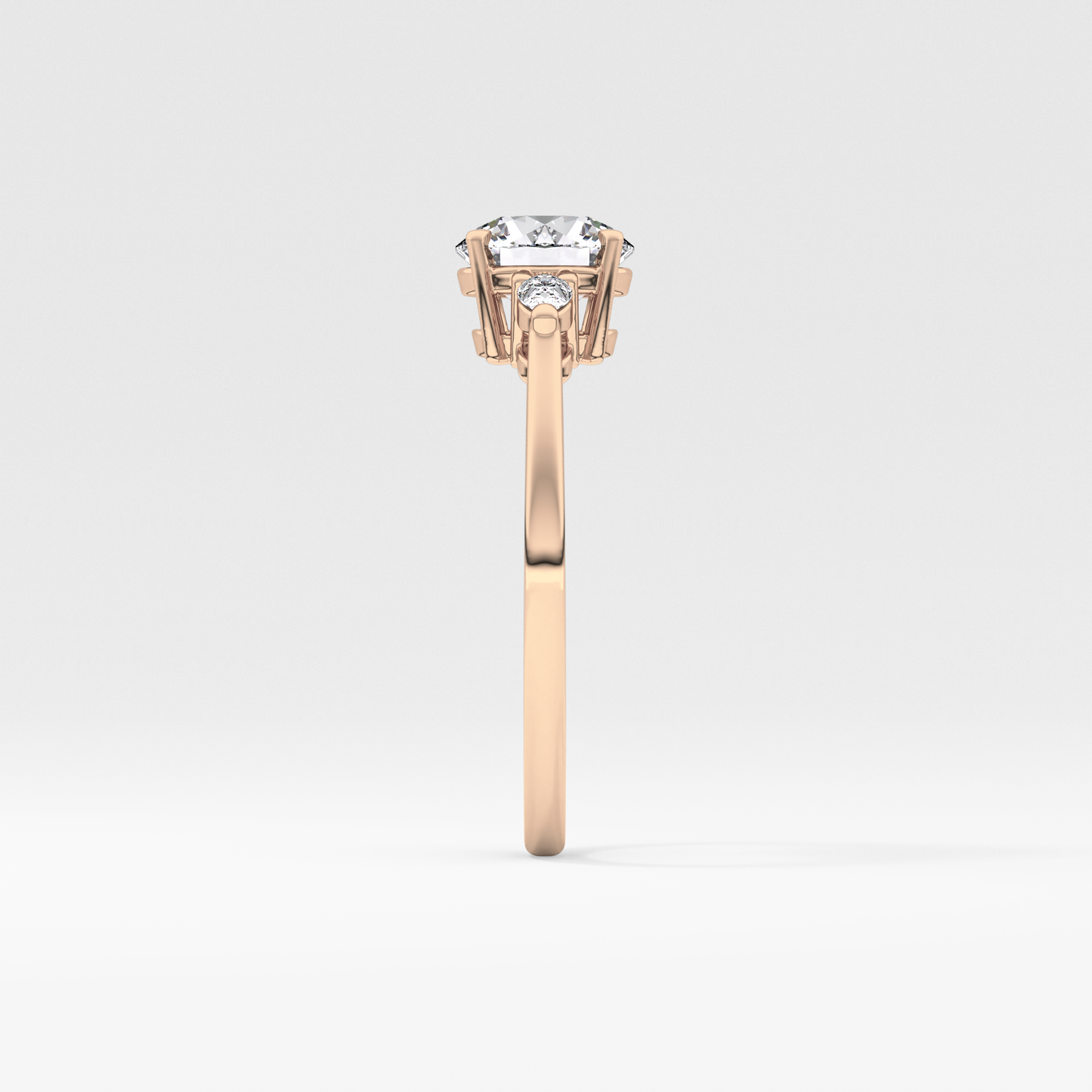 Round Cut 1.03 Carat Moissanite Ring – Three Stones Setting in Gold