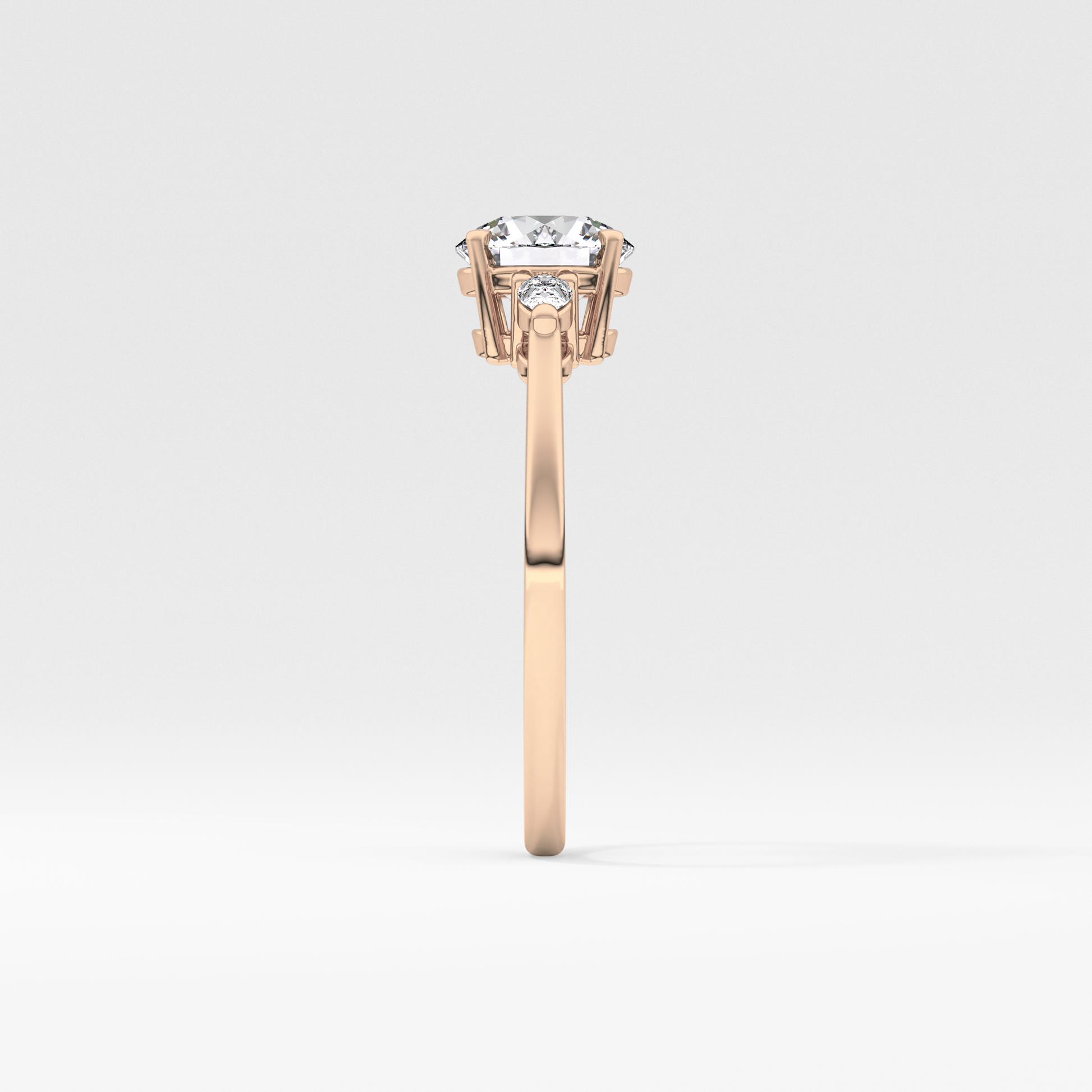 Round Cut 1.03 Carat Moissanite Ring – Three Stones Setting in Gold
