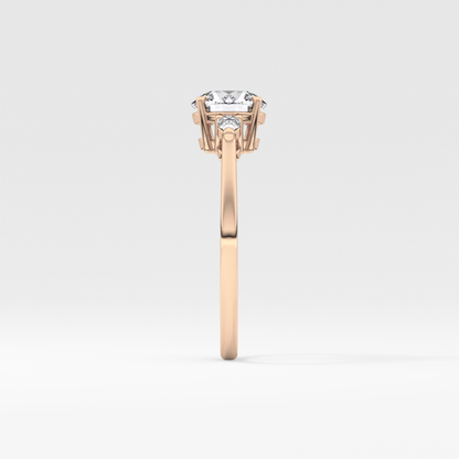 Round Cut 1.03 Carat Moissanite Ring – Three Stones Setting in Gold