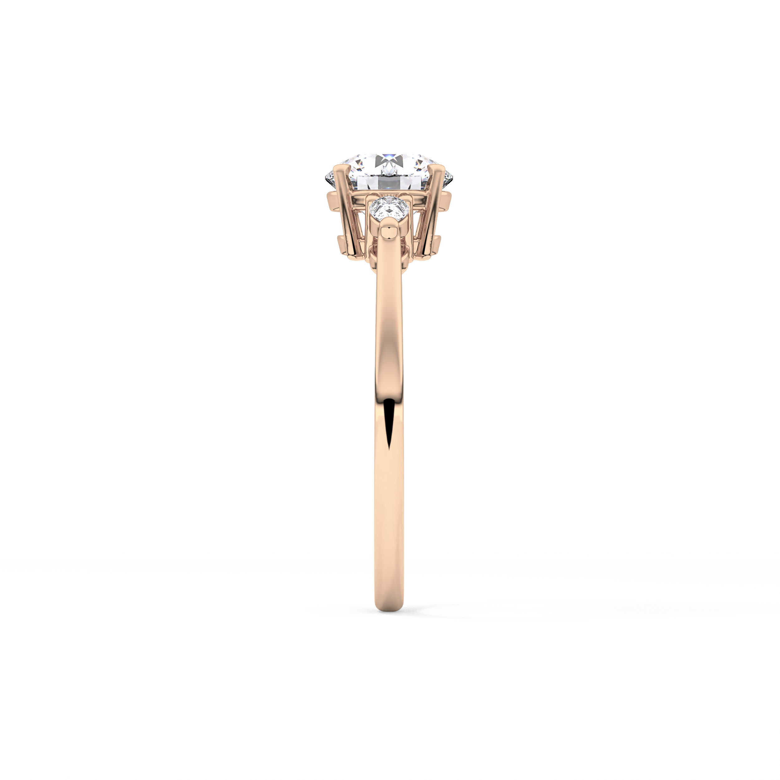 Round Cut 1.03 Carat Moissanite Ring – Three Stones Setting in Gold