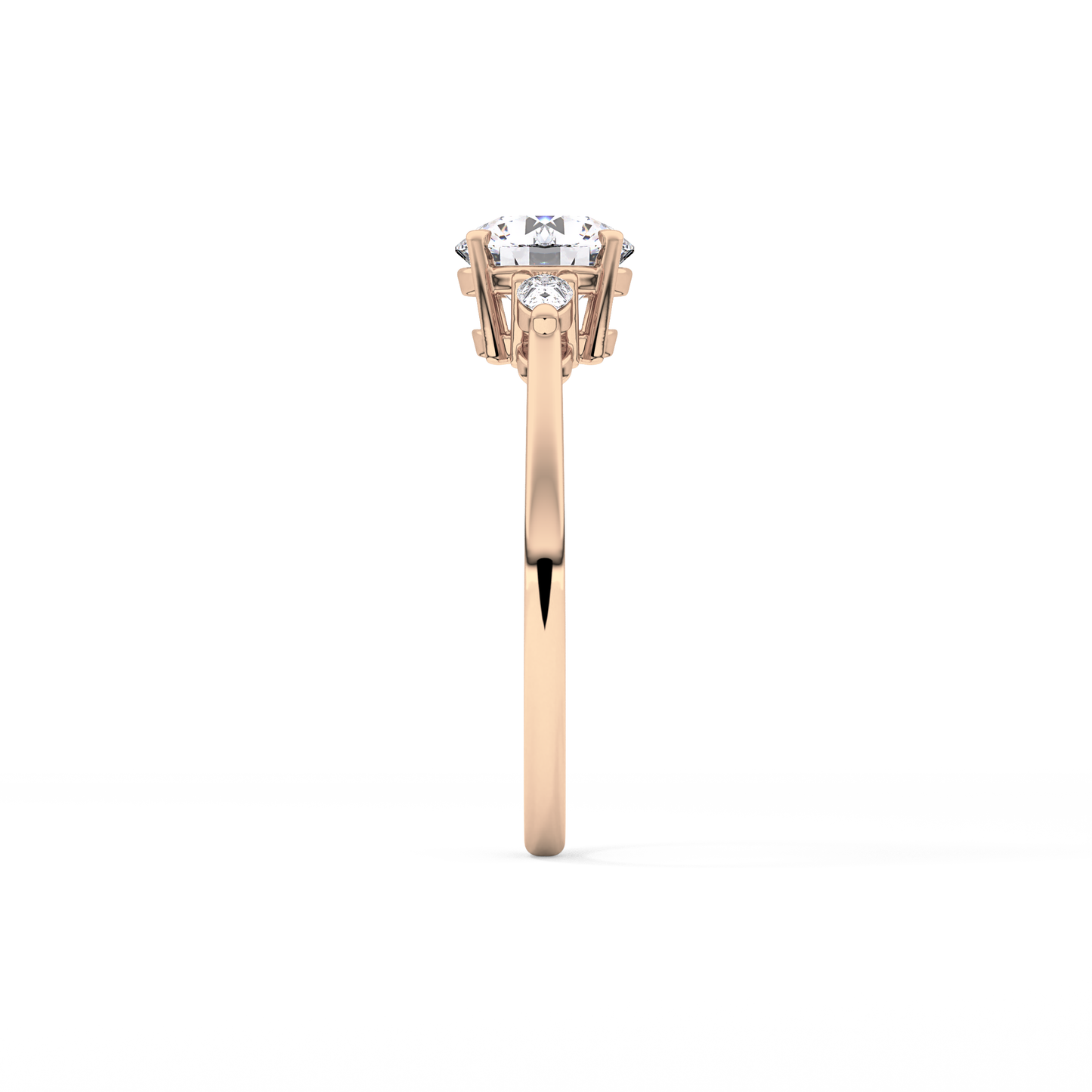 Round Cut 1.03 Carat Moissanite Ring – Three Stones Setting in Gold