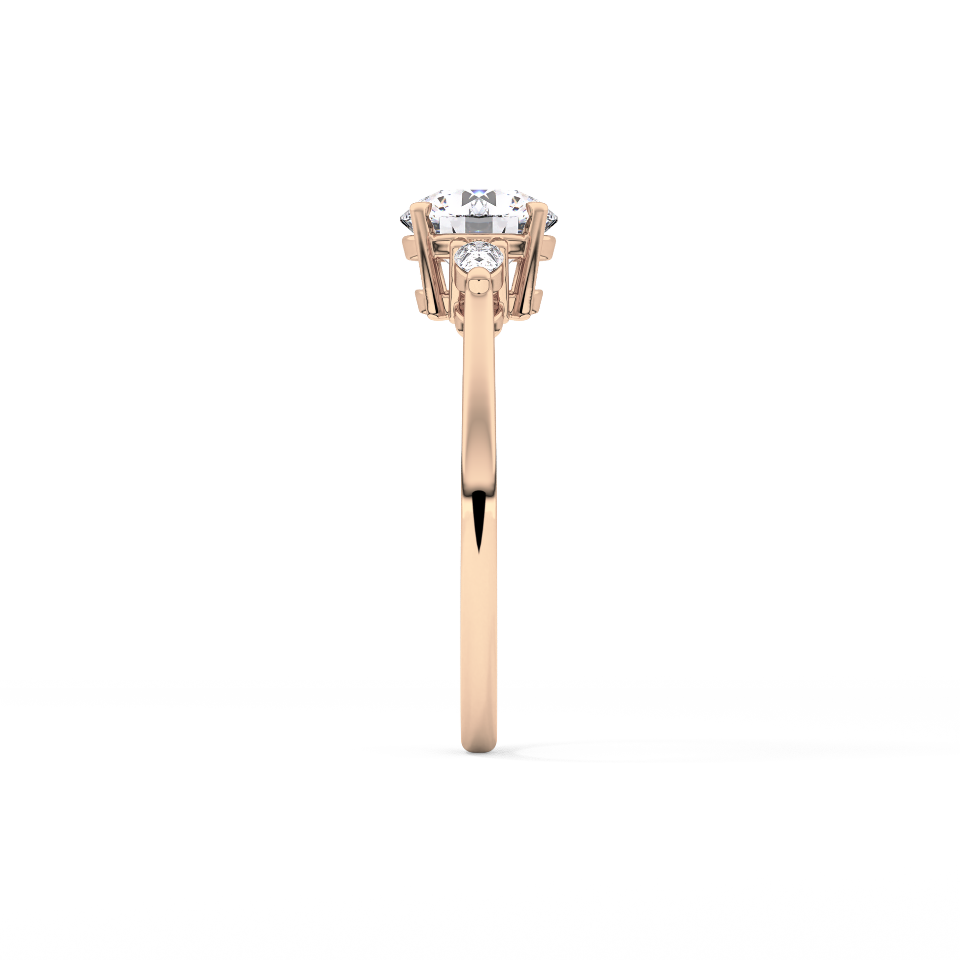 Round Cut 1.03 Carat Moissanite Ring – Three Stones Setting in Gold