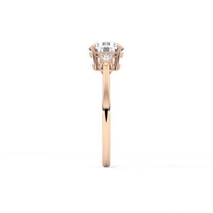 Round Cut 1.03 Carat Moissanite Ring – Three Stones Setting in Gold