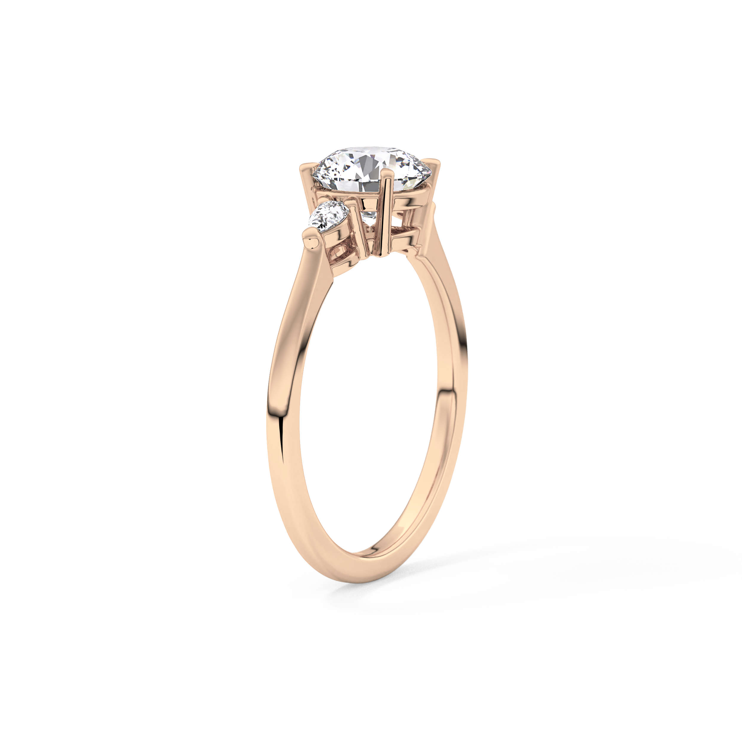 Round Cut 1.03 Carat Moissanite Ring – Three Stones Setting in Gold