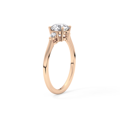 Round Cut 1.03 Carat Moissanite Ring – Three Stones Setting in Gold