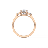 Round Cut 1.03 Carat Moissanite Ring – Three Stones Setting in Gold