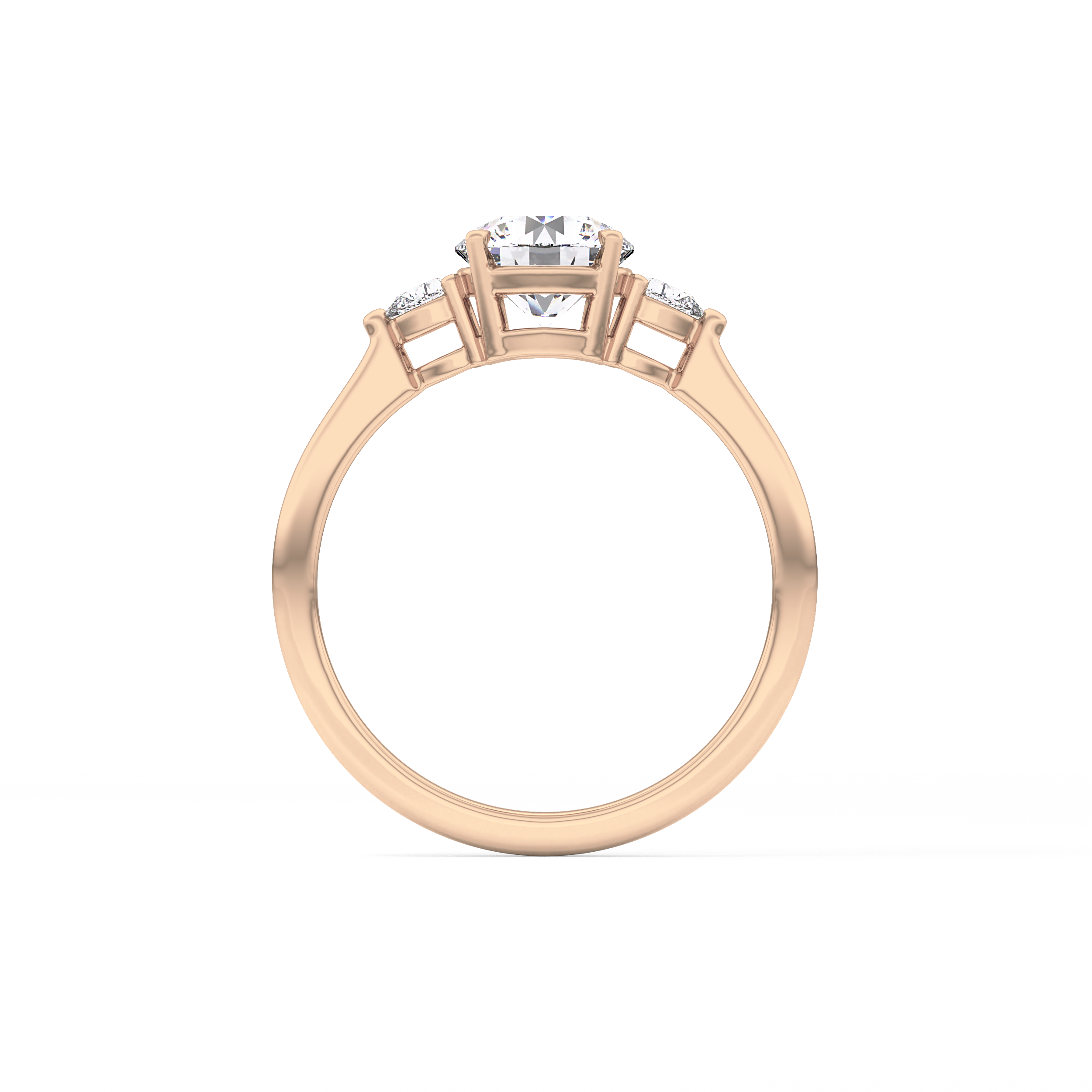 Round Cut 1.03 Carat Moissanite Ring – Three Stones Setting in Gold