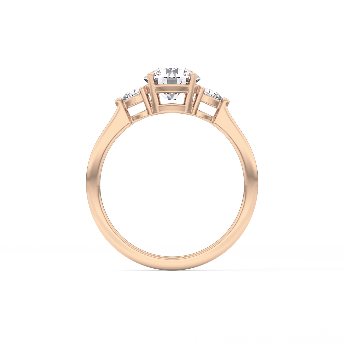 Round Cut 1.03 Carat Moissanite Ring – Three Stones Setting in Gold