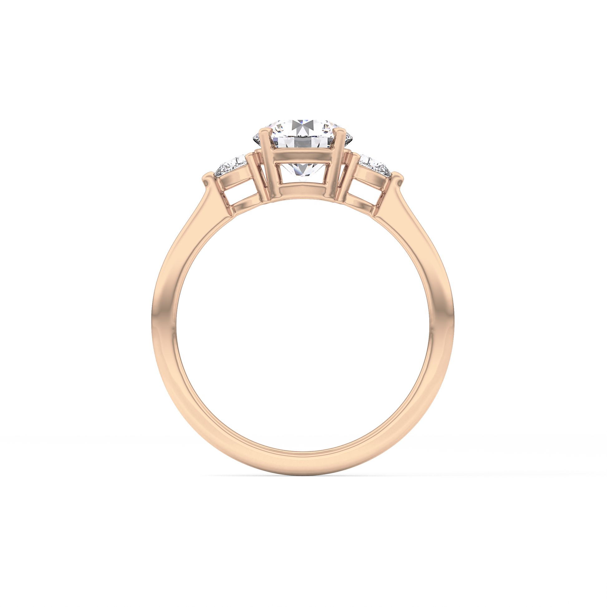 Round Cut 1.03 Carat Moissanite Ring – Three Stones Setting in Gold