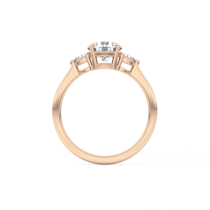 Round Cut 1.03 Carat Moissanite Ring – Three Stones Setting in Gold