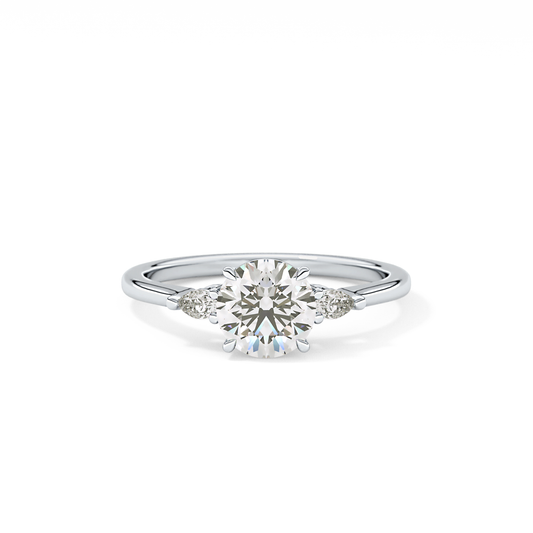 Round Cut 1.03 Carat Moissanite Ring – Three Stones Setting in Gold