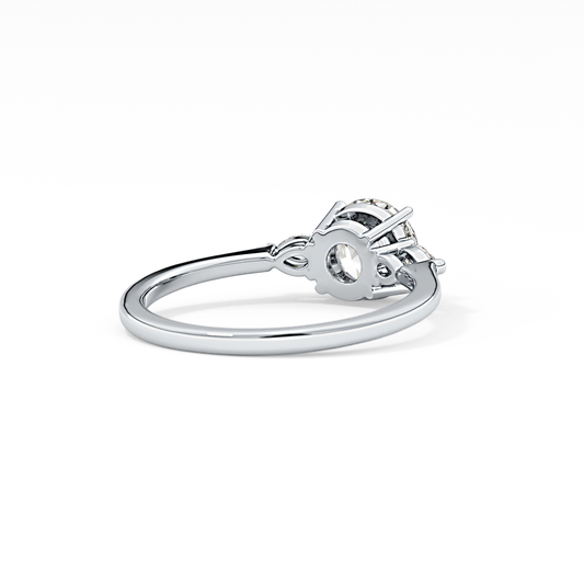 Round Cut 1.03 Carat Moissanite Ring – Three Stones Setting in Gold