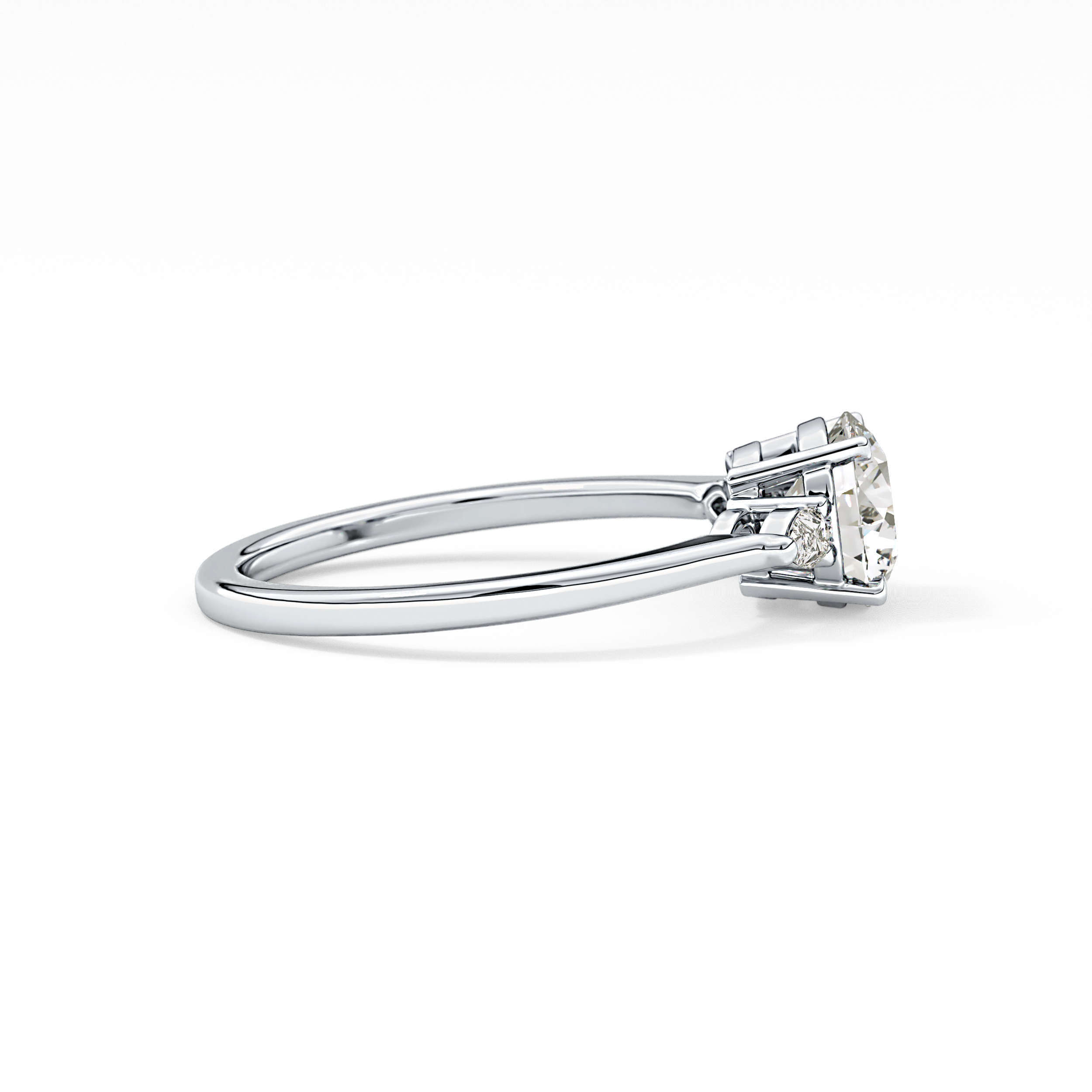 Round Cut 1.03 Carat Moissanite Ring – Three Stones Setting in Gold