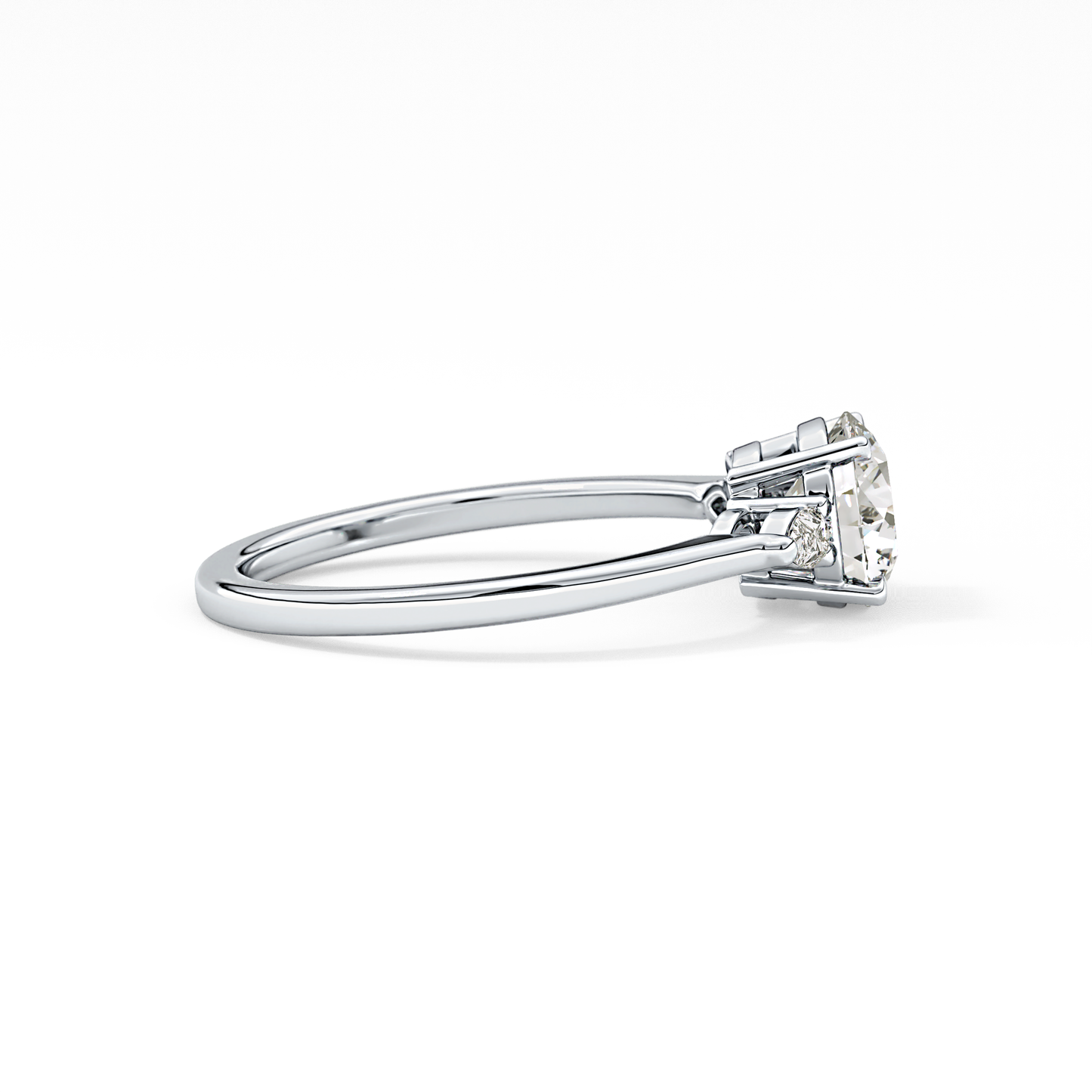 Round Cut 1.03 Carat Moissanite Ring – Three Stones Setting in Gold