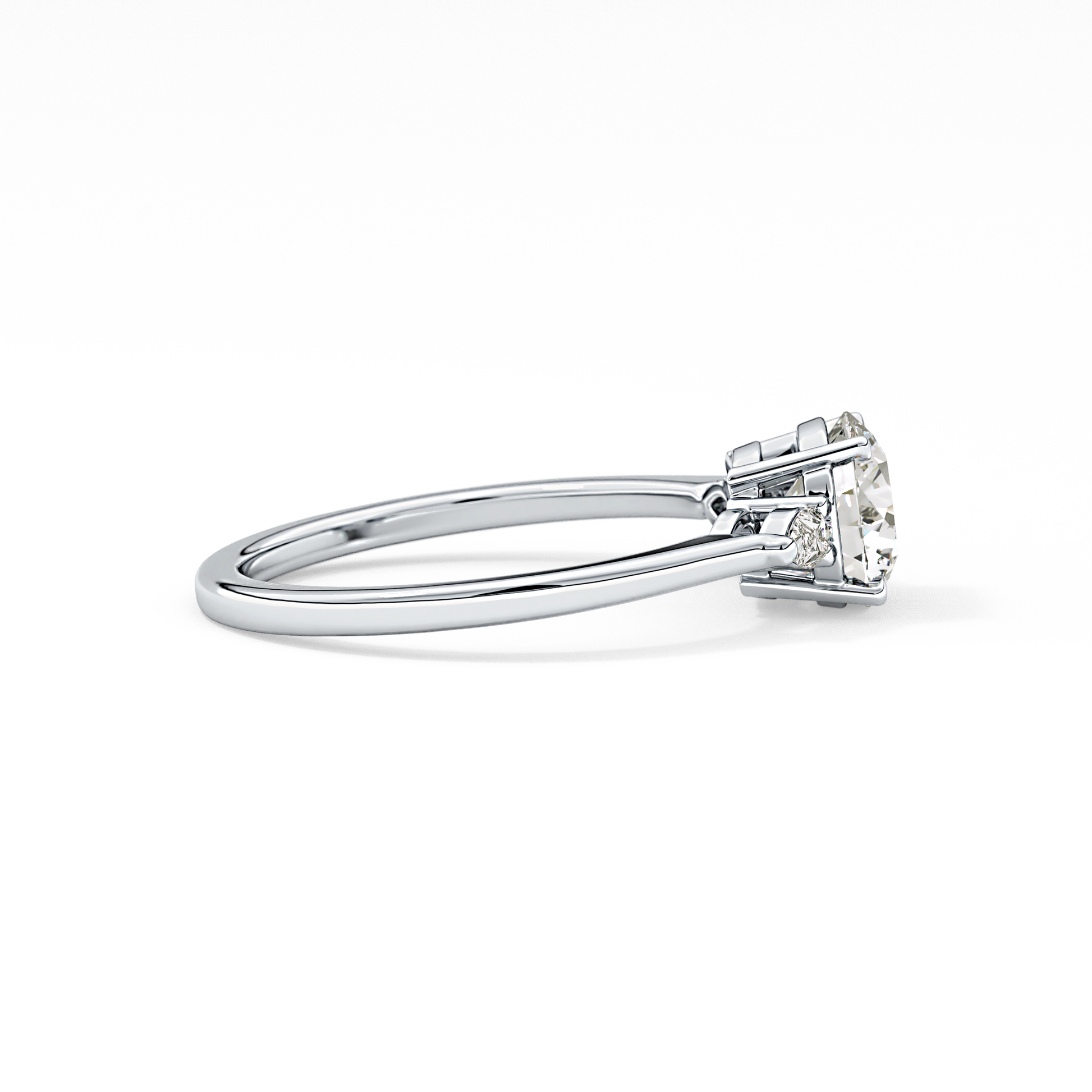 Round Cut 1.03 Carat Moissanite Ring – Three Stones Setting in Gold