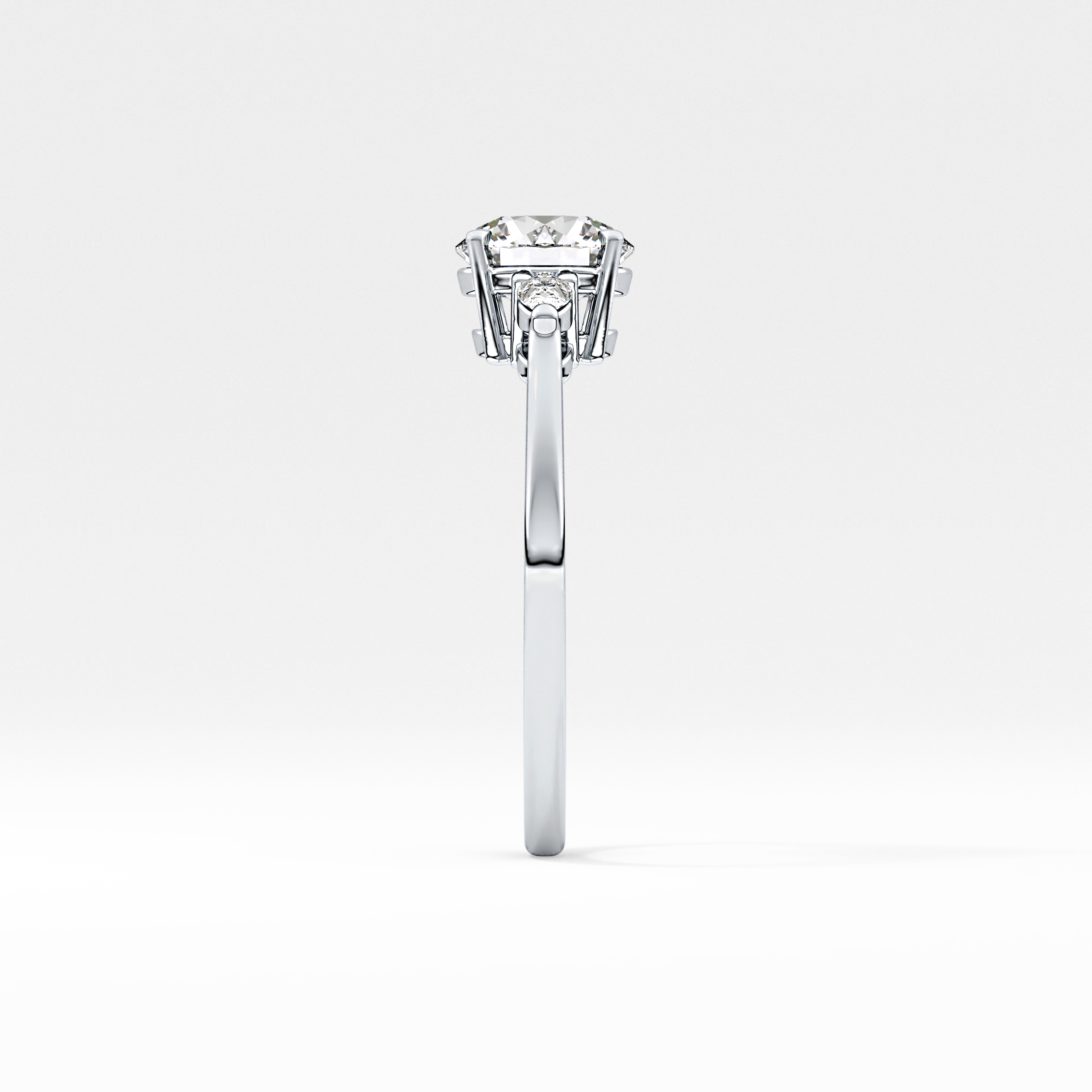 Round Cut 1.03 Carat Moissanite Ring – Three Stones Setting in Gold