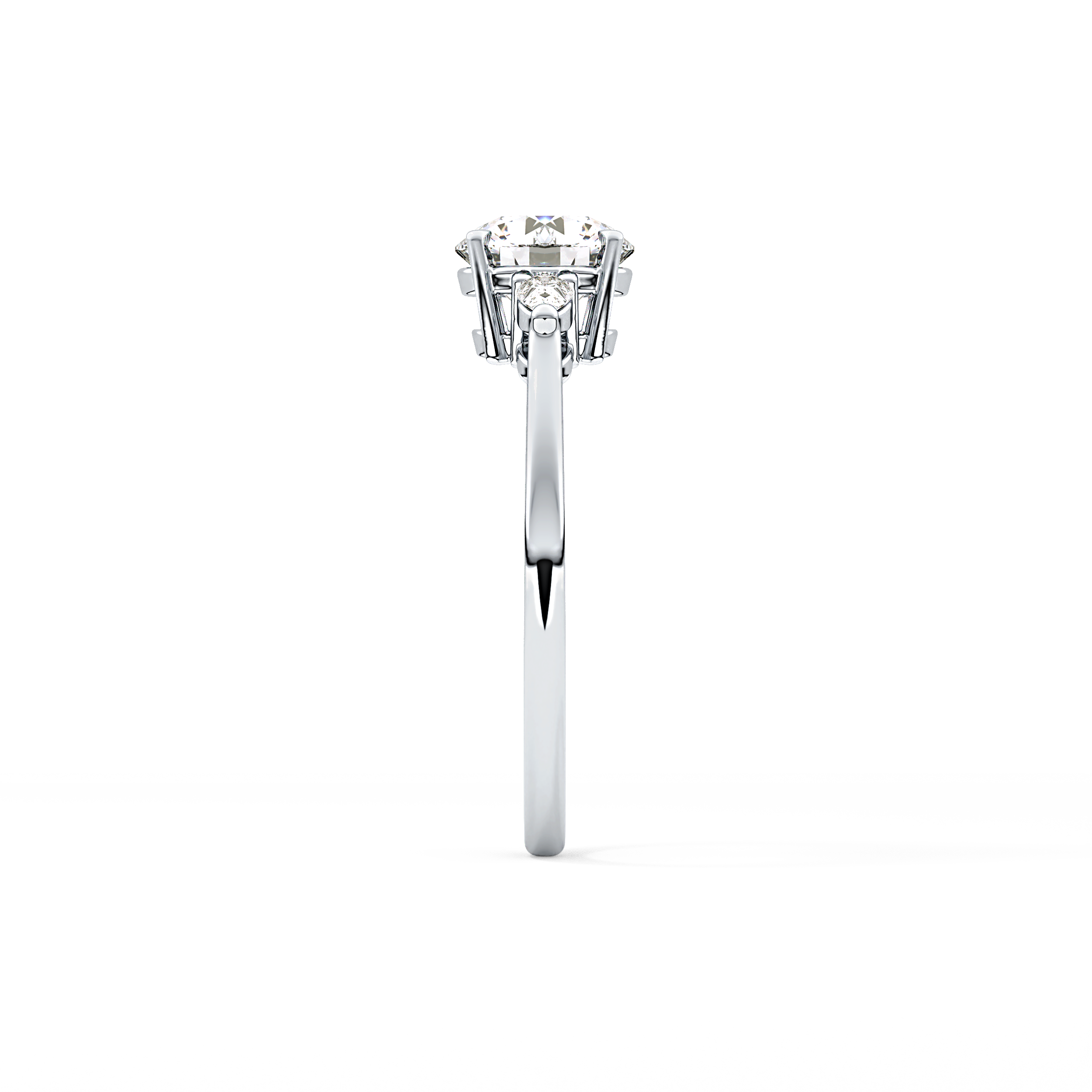 Round Cut 1.03 Carat Moissanite Ring – Three Stones Setting in Gold
