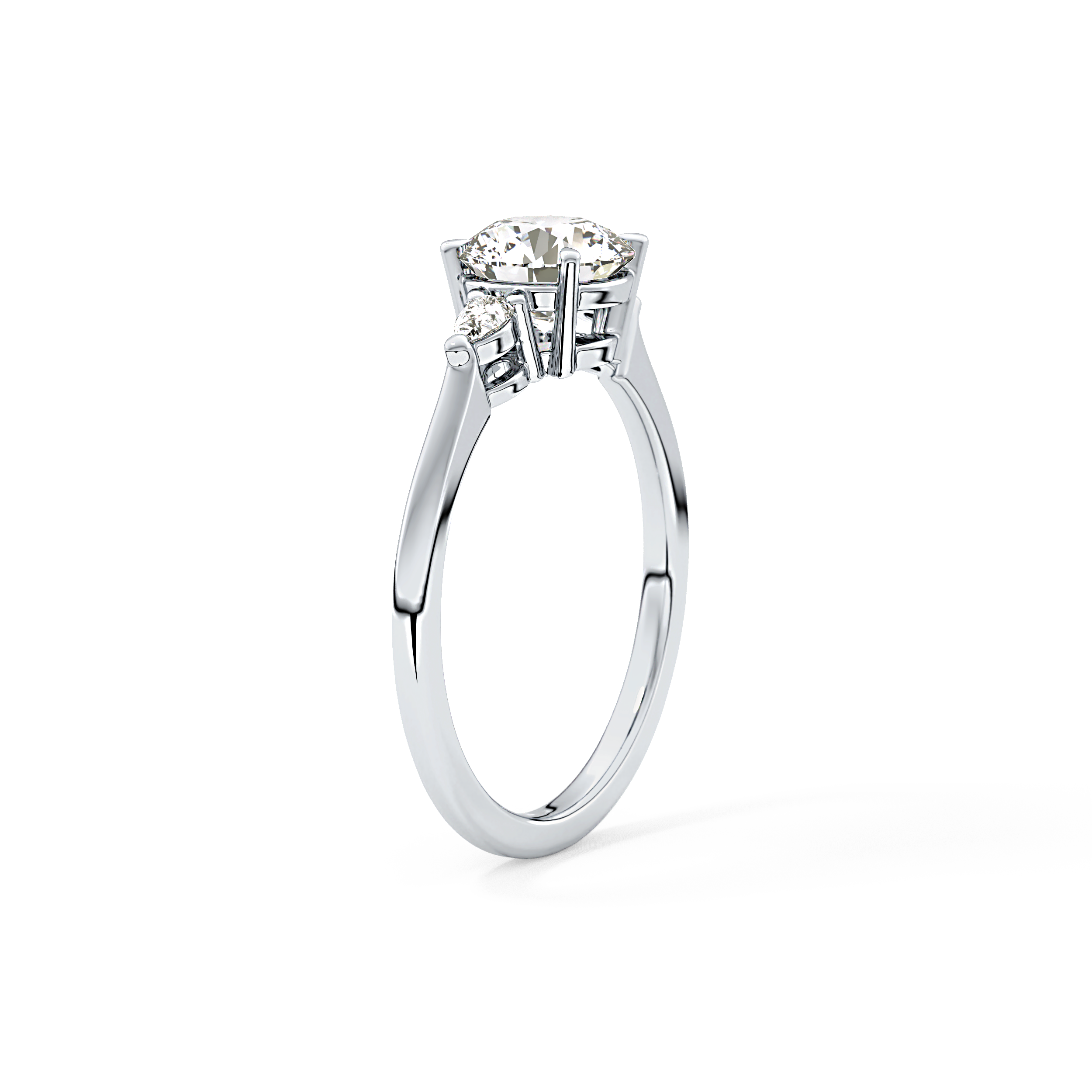 Round Cut 1.03 Carat Moissanite Ring – Three Stones Setting in Gold