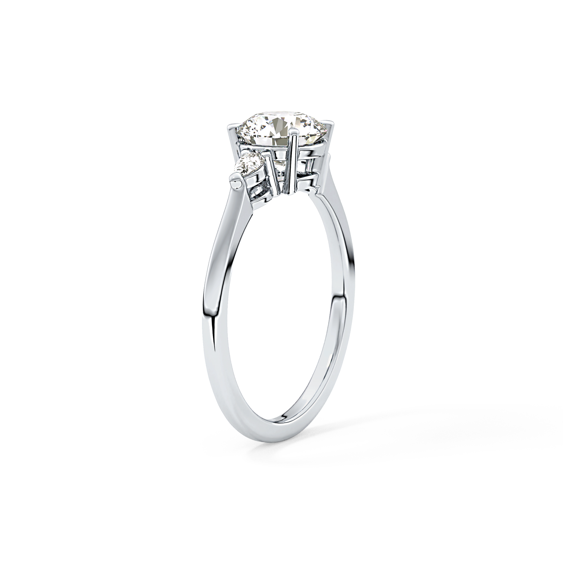 Round Cut 1.03 Carat Moissanite Ring – Three Stones Setting in Gold