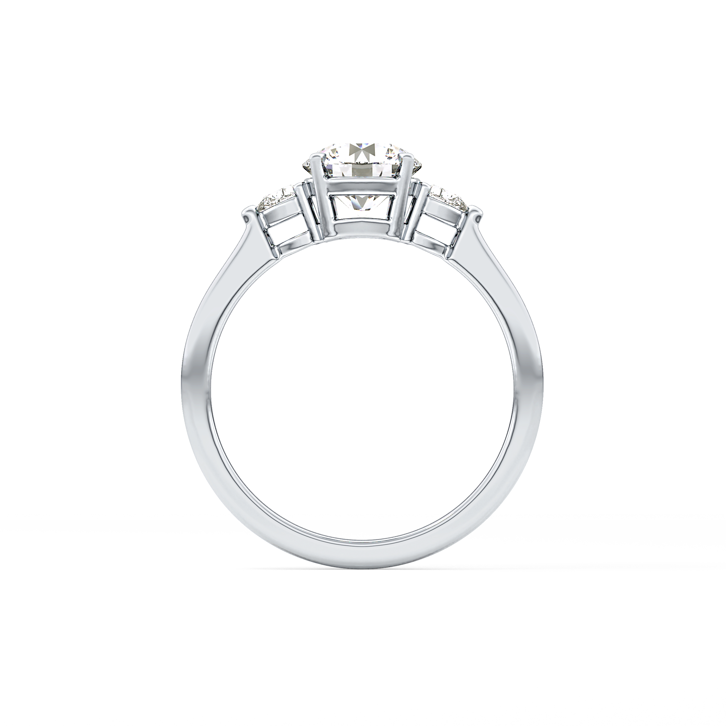 Round Cut 1.03 Carat Moissanite Ring – Three Stones Setting in Gold