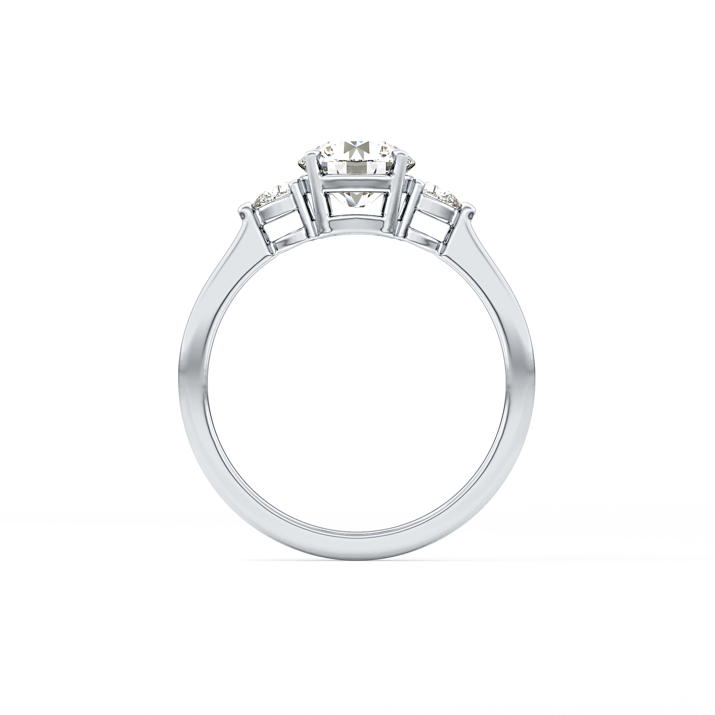 Round Cut 1.03 Carat Moissanite Ring – Three Stones Setting in Gold