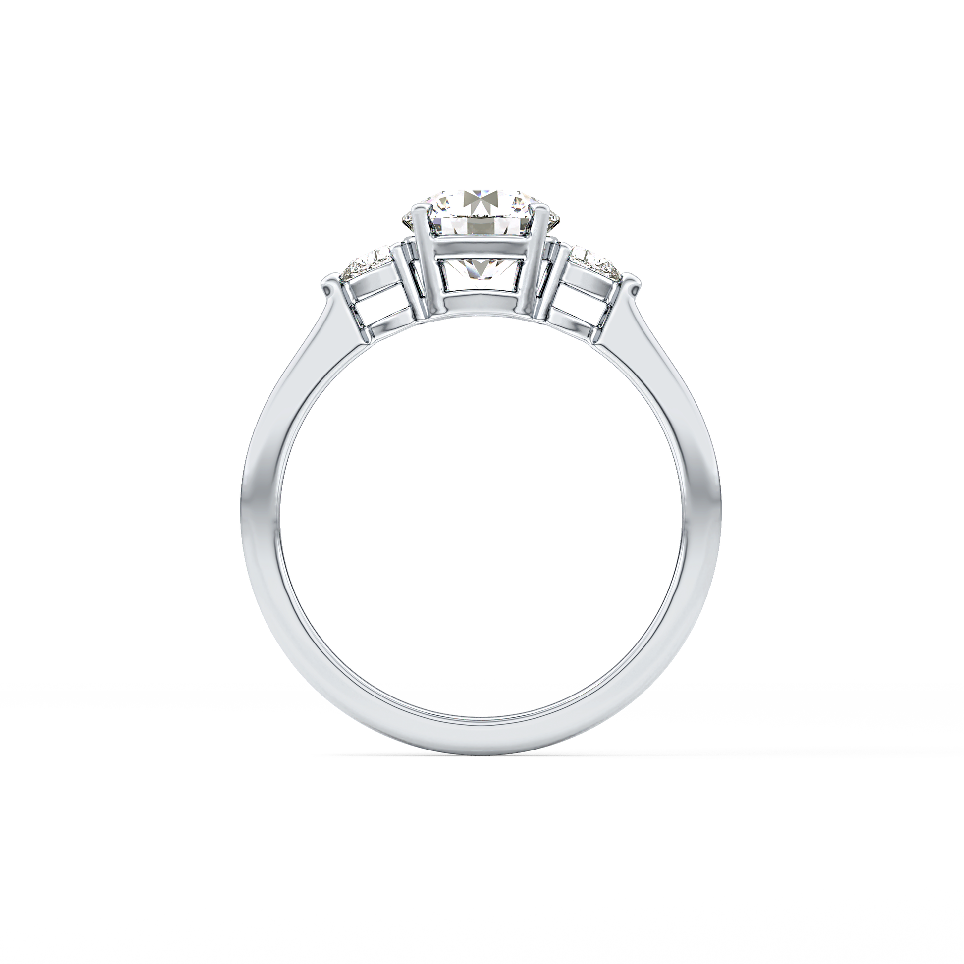Round Cut 1.03 Carat Moissanite Ring – Three Stones Setting in Gold