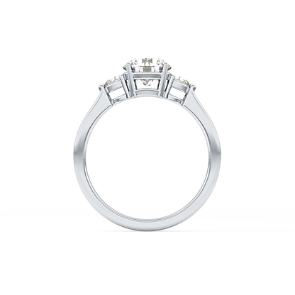 Round Cut 1.03 Carat Moissanite Ring – Three Stones Setting in Gold
