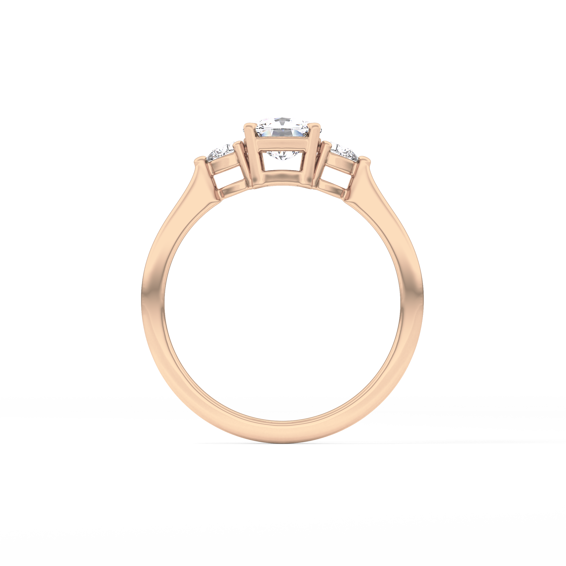 Cushion Cut 0.95 Carat Moissanite Ring – Three Stones Setting in Gold