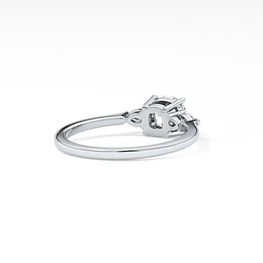 Cushion Cut 0.95 Carat Moissanite Ring – Three Stones Setting in Gold