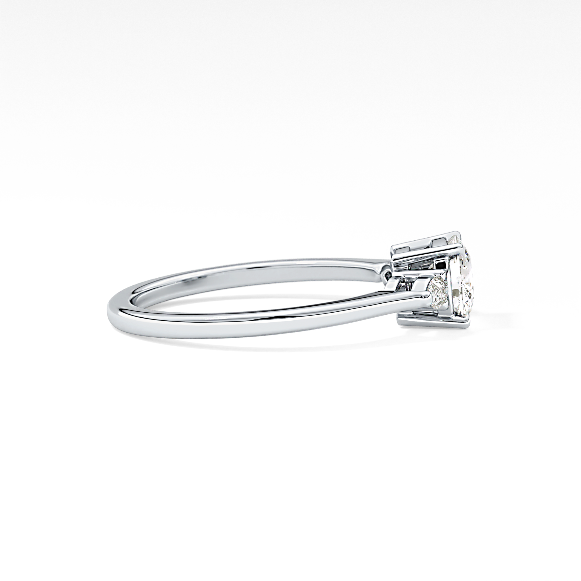 Cushion Cut 0.95 Carat Moissanite Ring – Three Stones Setting in Gold