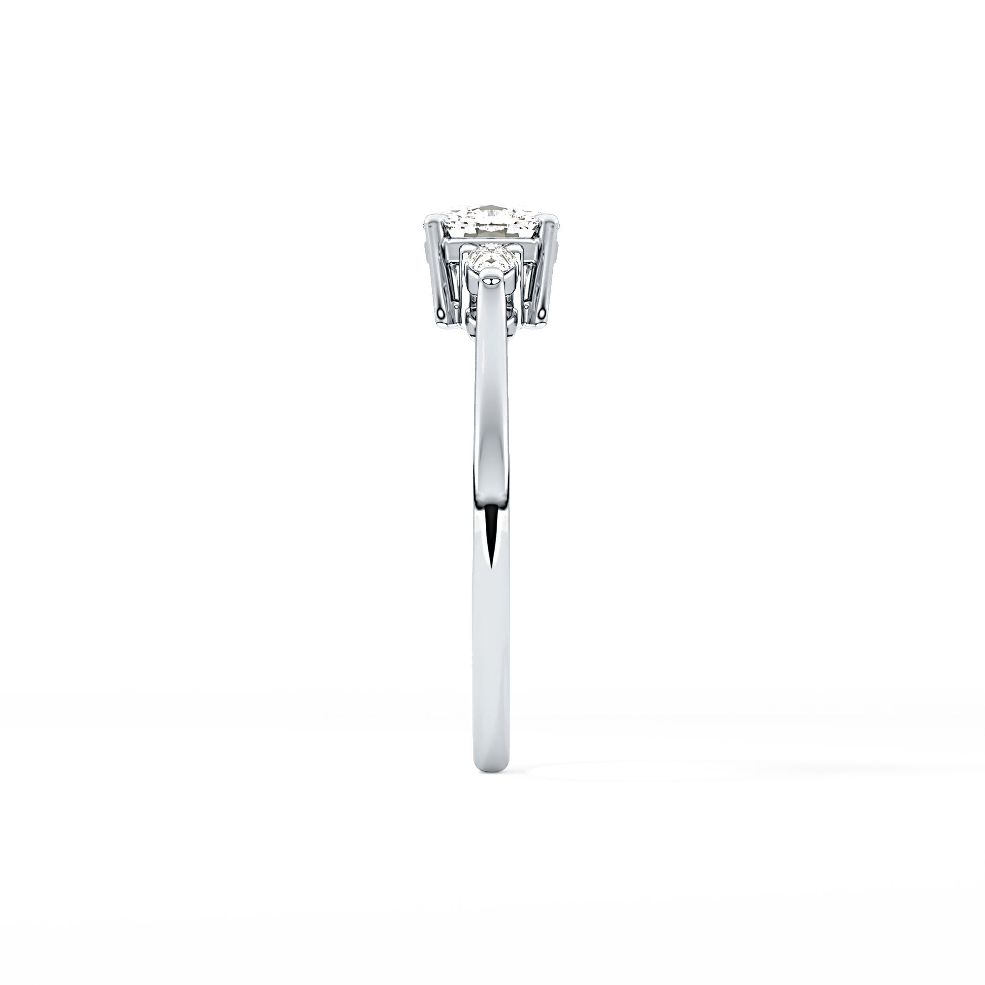 Cushion Cut 0.95 Carat Moissanite Ring – Three Stones Setting in Gold