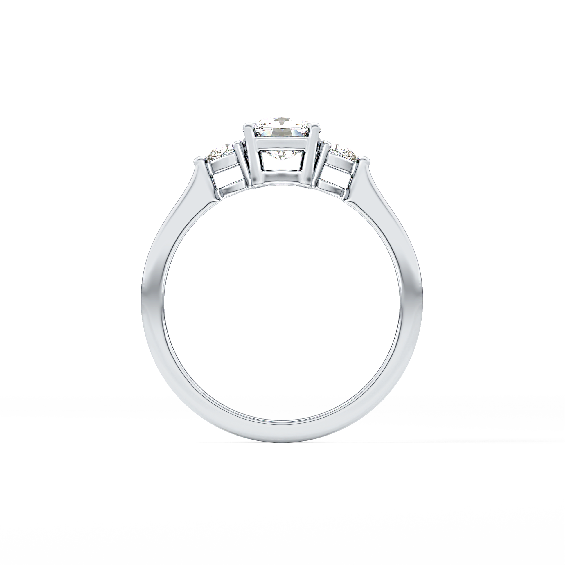 Cushion Cut 0.95 Carat Moissanite Ring – Three Stones Setting in Gold