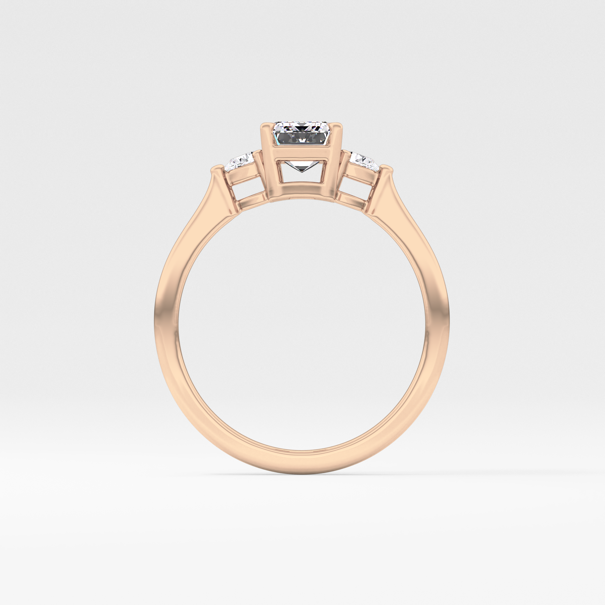 Emerald Cut 1.02 Carat Moissanite Ring – Three Stones Setting in Gold