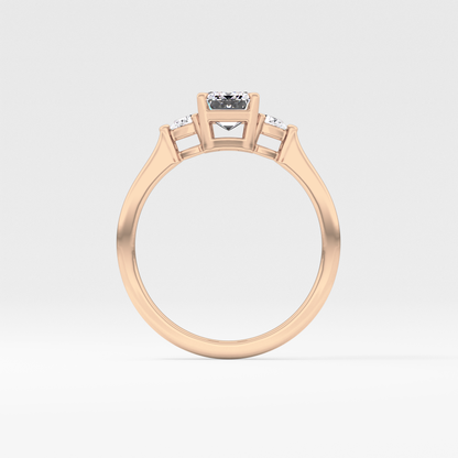 Emerald Cut 1.02 Carat Moissanite Ring – Three Stones Setting in Gold