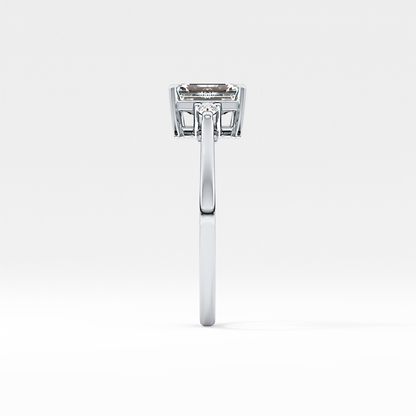 Emerald Cut 1.02 Carat Moissanite Ring – Three Stones Setting in Gold