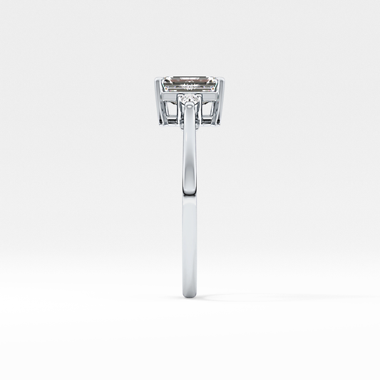 Emerald Cut 1.02 Carat Moissanite Ring – Three Stones Setting in Gold