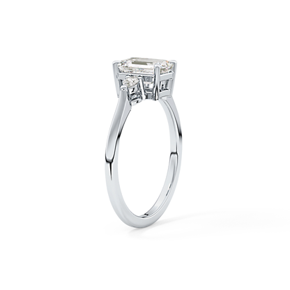 Emerald Cut 1.02 Carat Moissanite Ring – Three Stones Setting in Gold