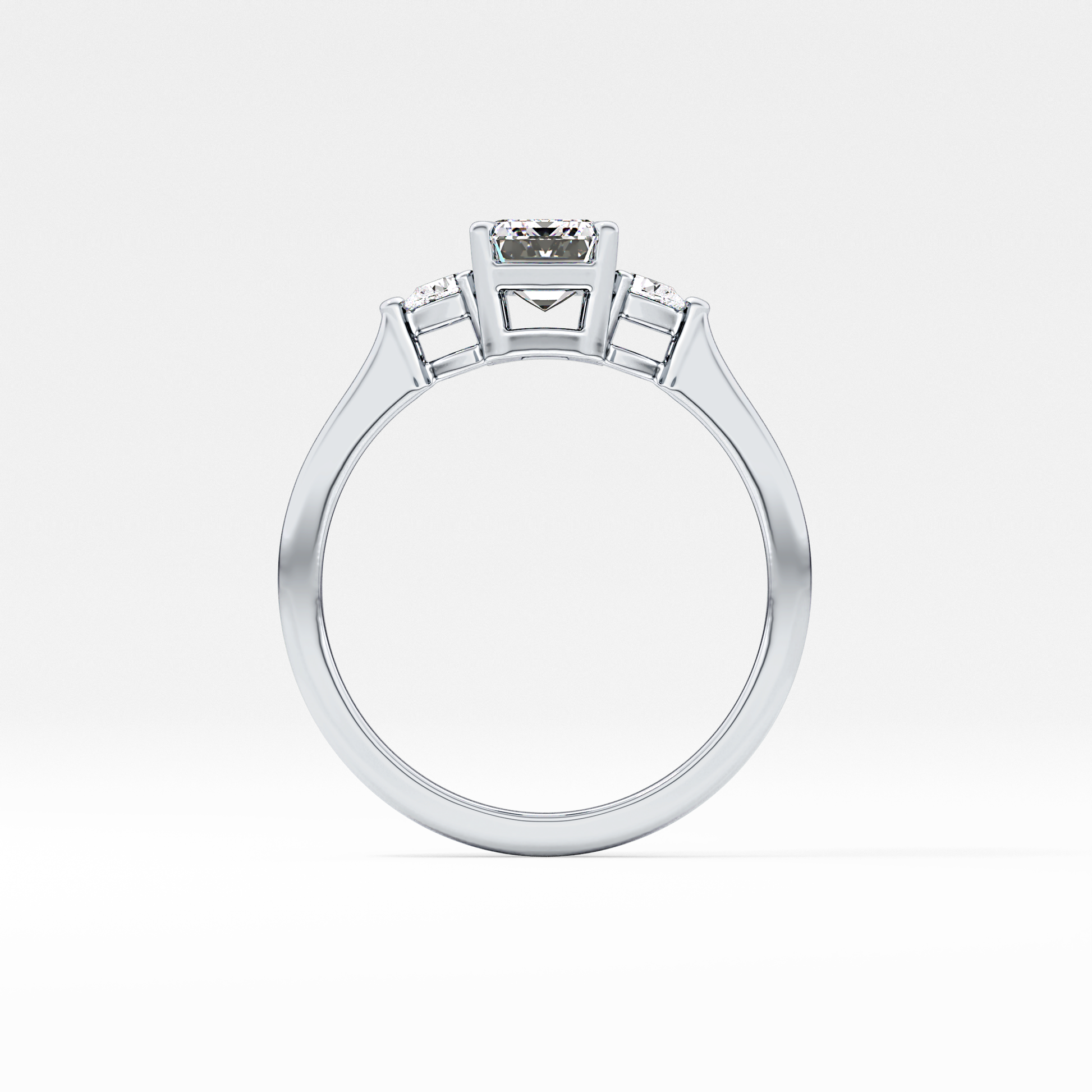 Emerald Cut 1.02 Carat Moissanite Ring – Three Stones Setting in Gold