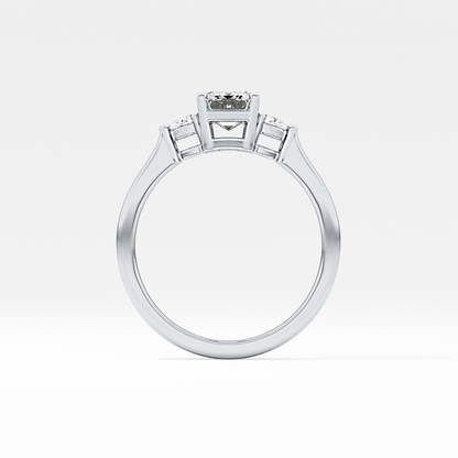 Emerald Cut 1.02 Carat Moissanite Ring – Three Stones Setting in Gold