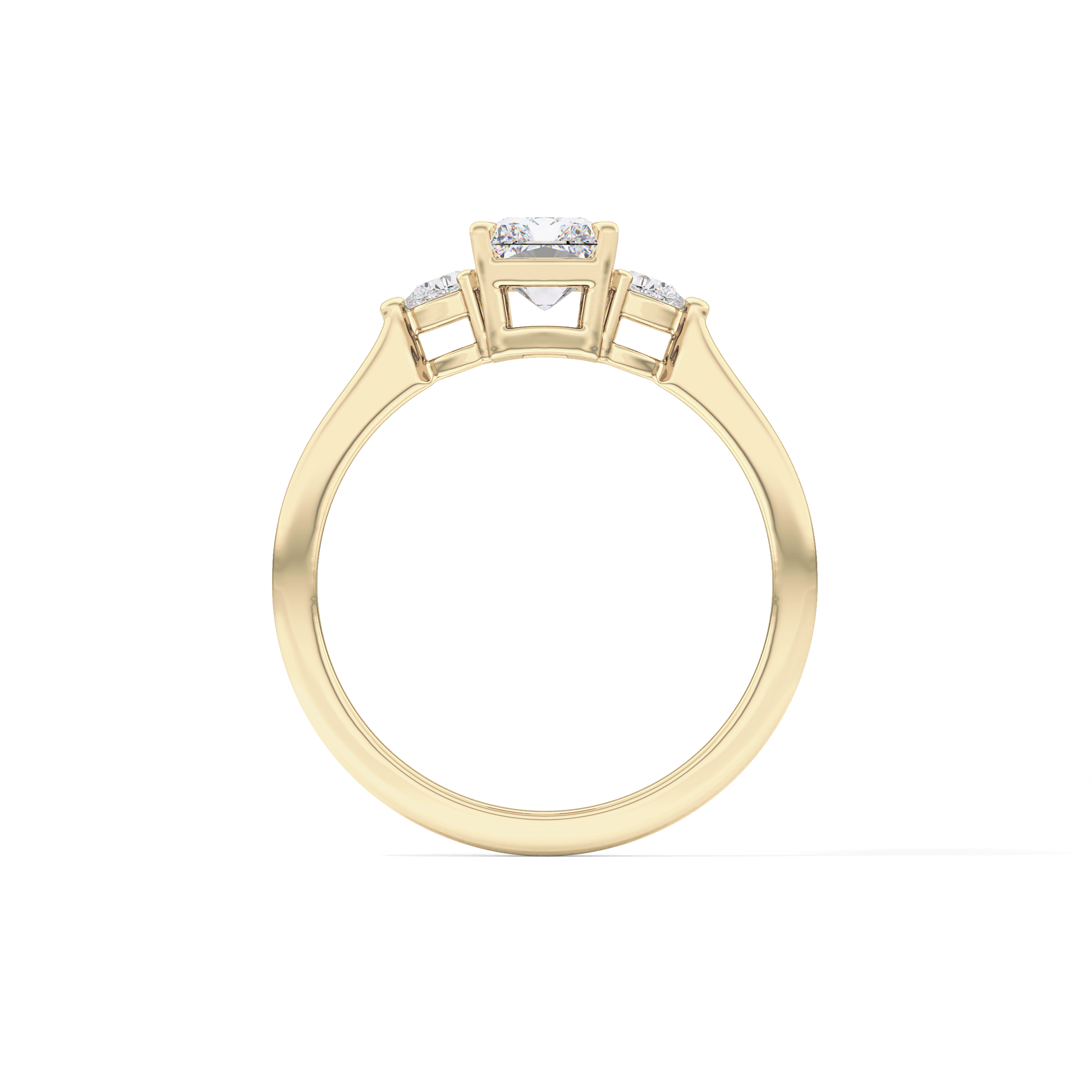Radiant Cut 1.21 Carat Moissanite Ring – Three Stones Setting in Gold