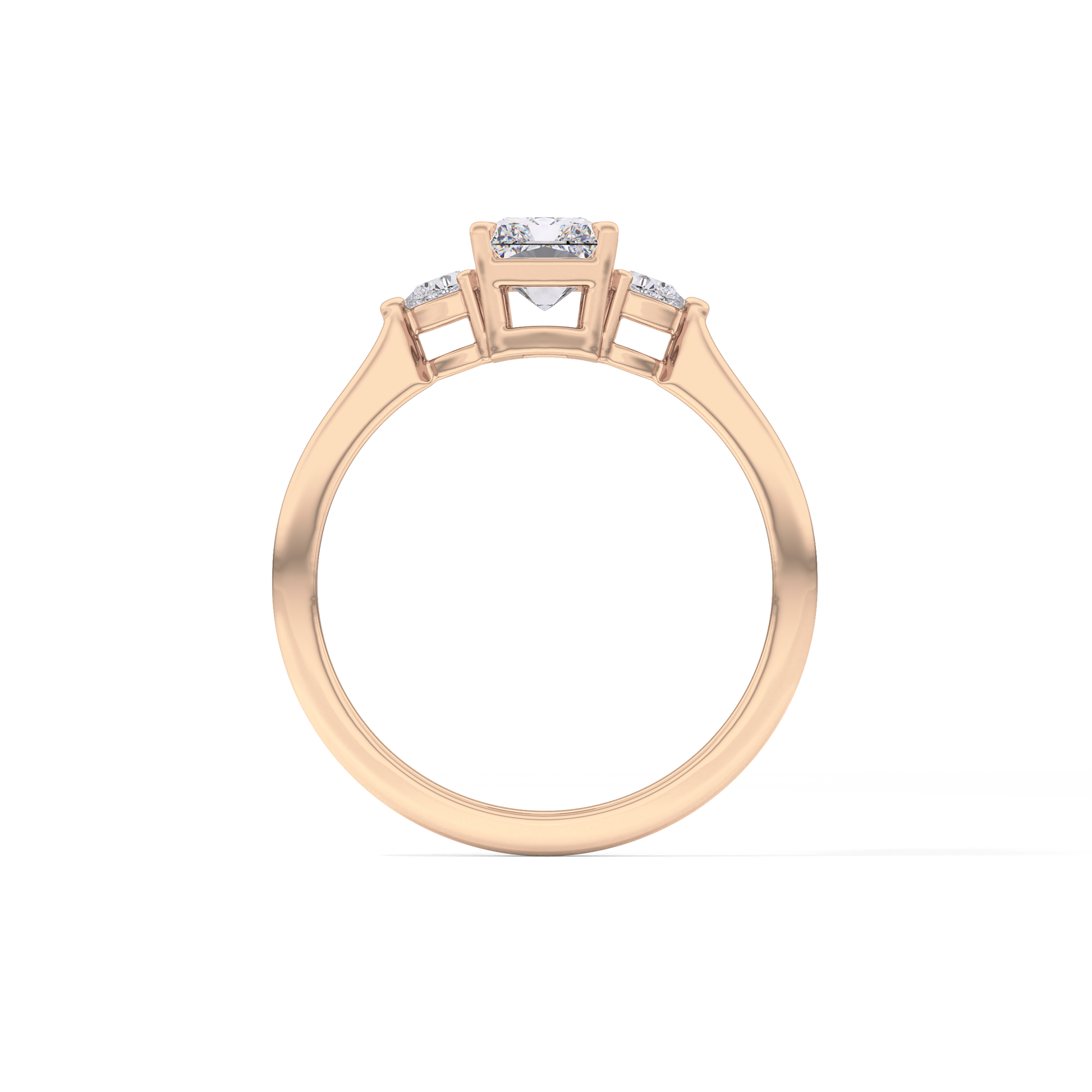 Radiant Cut 1.21 Carat Moissanite Ring – Three Stones Setting in Gold