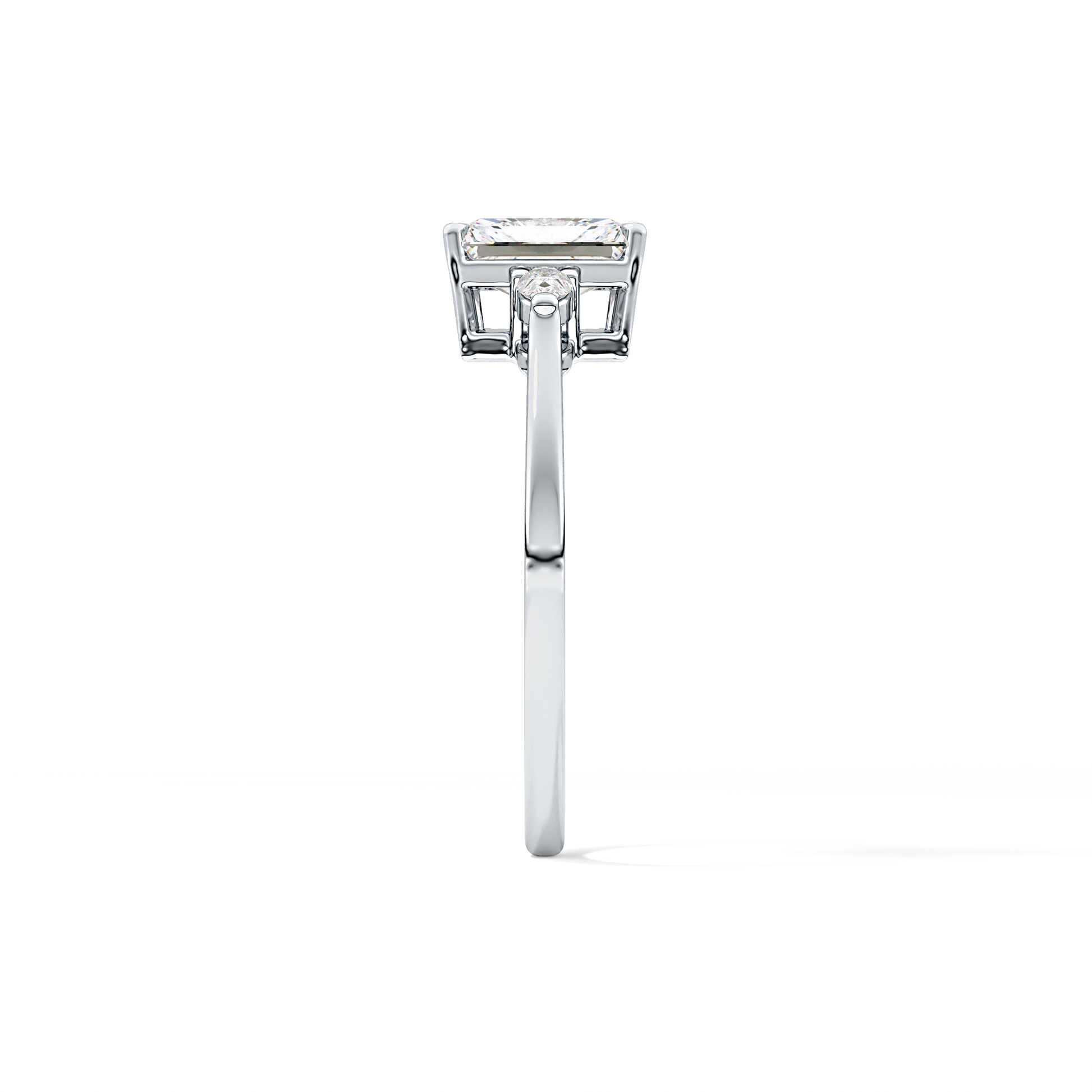 Radiant Cut 1.21 Carat Moissanite Ring – Three Stones Setting in Gold
