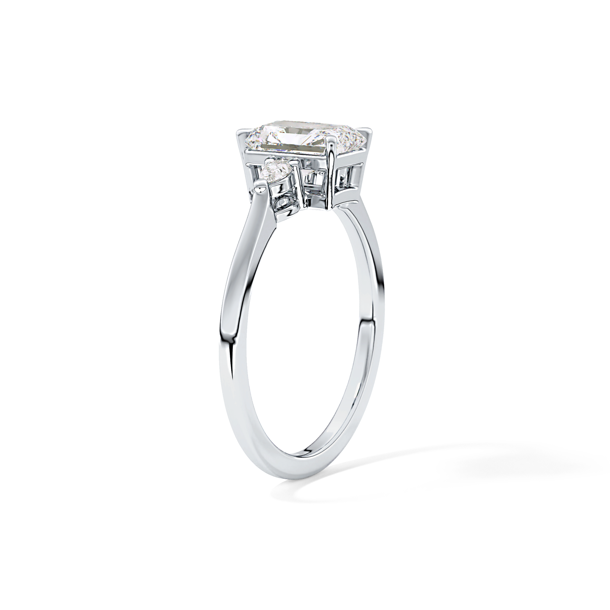Radiant Cut 1.21 Carat Moissanite Ring – Three Stones Setting in Gold