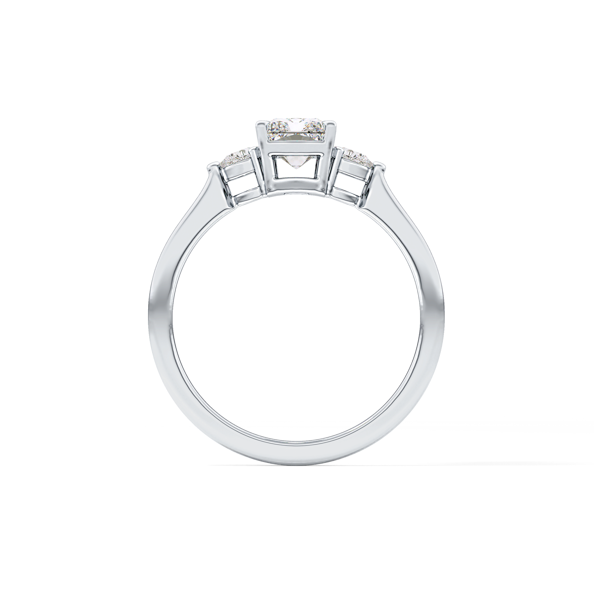Radiant Cut 1.21 Carat Moissanite Ring – Three Stones Setting in Gold