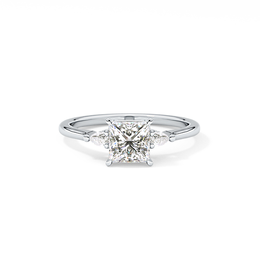 Princess Cut 1.04 Carat Moissanite Ring – Three Stones Setting in Gold