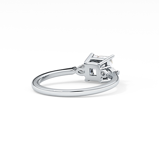 Princess Cut 1.04 Carat Moissanite Ring – Three Stones Setting in Gold