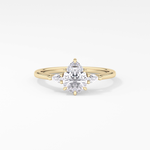 Pear Cut 0.86 Carat Moissanite Ring – Three Stones Setting in Gold